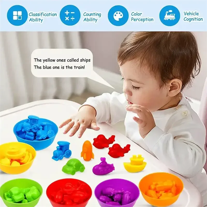 Rainbow Counting Animal Traffic Car Early Education Toy Animal Cognition Math Teaching Assisted Kindergarten Games
