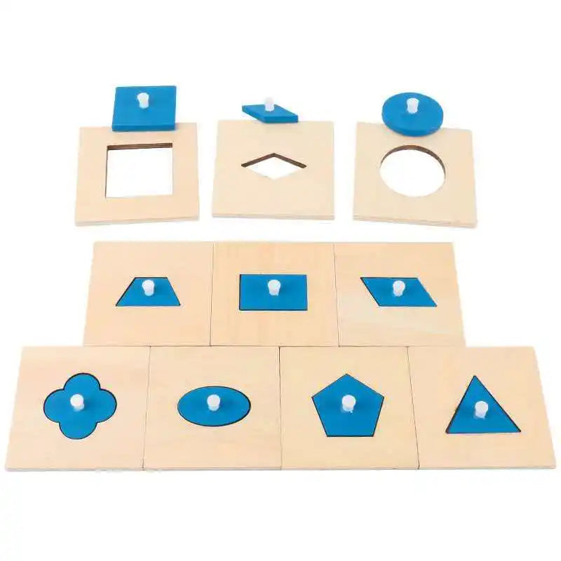 10PCS Set Wooden Geometric Peg Board Montessori Math Materials Educational Shape Matching Toys For Kids Boys Girls