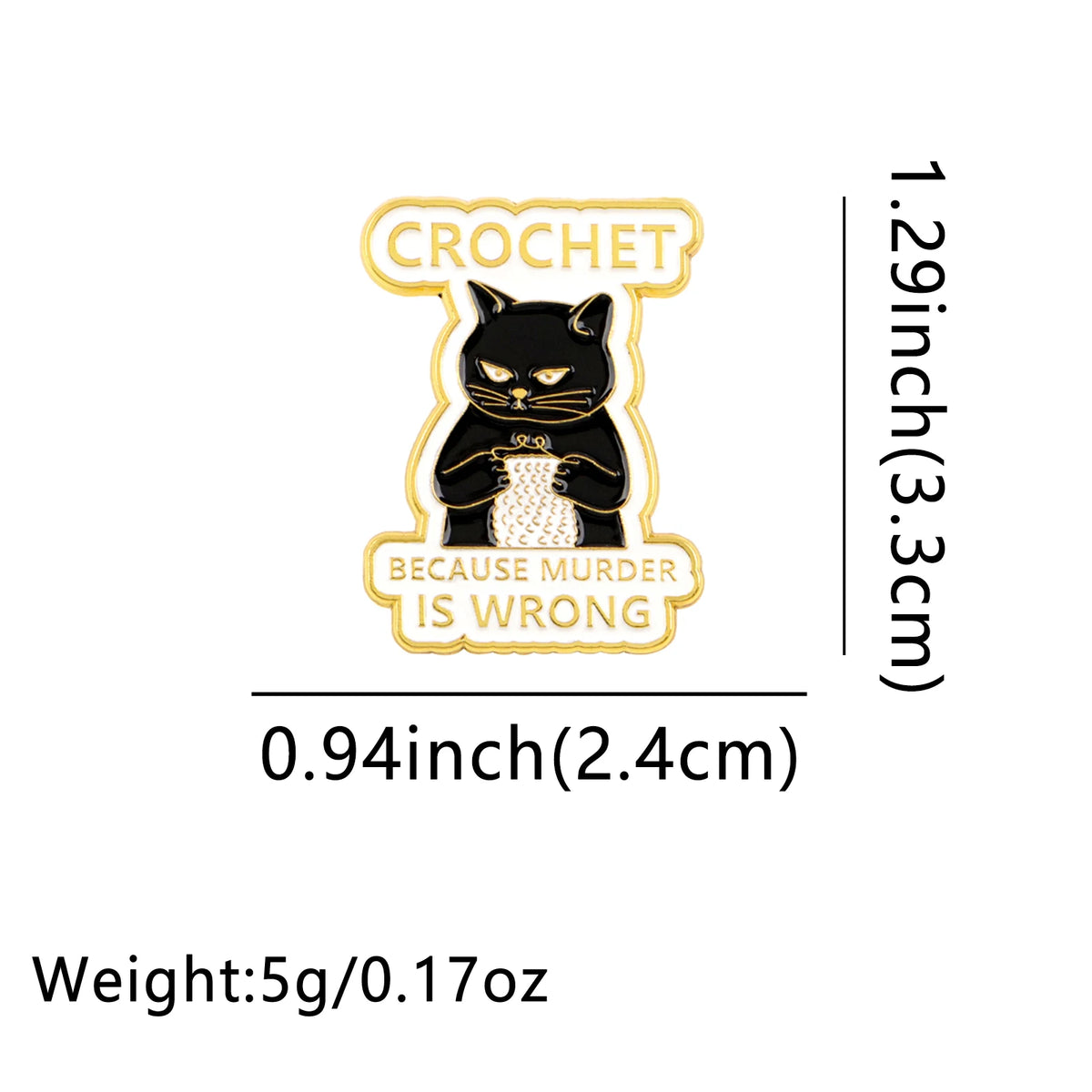 Cartoon Black Cat Crochet Enamel Pin Animal Badges on Backpack Brooches for Women Metal Lapel Pins Cosplay Accessories Toys Gift