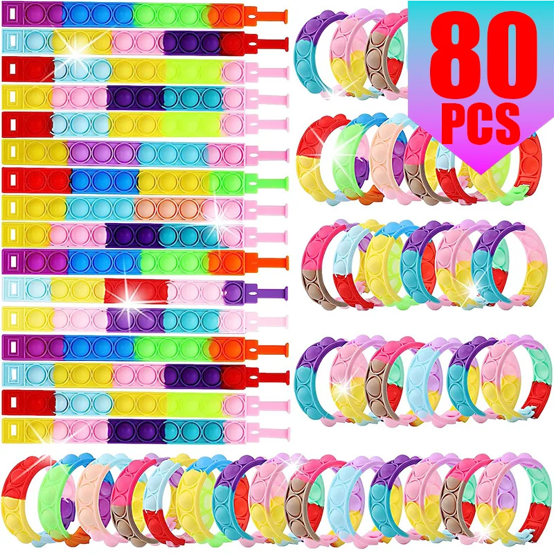 Push Pop Bubble Sensory Bracelet Fidget Toy for Kids Stress Reliever Classroom Reward Party Favors Children's Gift Pop Bracelet
