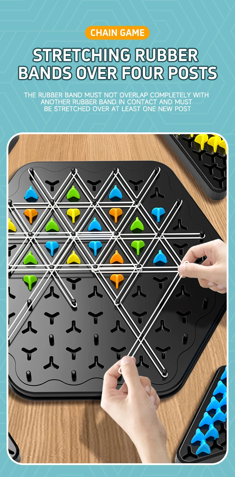 Chain Triangle Chess Triggle Rubber Band Game Toy Board Game Competitive Battle Set for Kids Friends Parent-Child Interaction