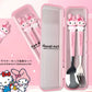 Cute Cartoon Cutlery Set Portable Spoon Fork With Storage Box Kids Stainless Steel Tableware For Travel School No bag