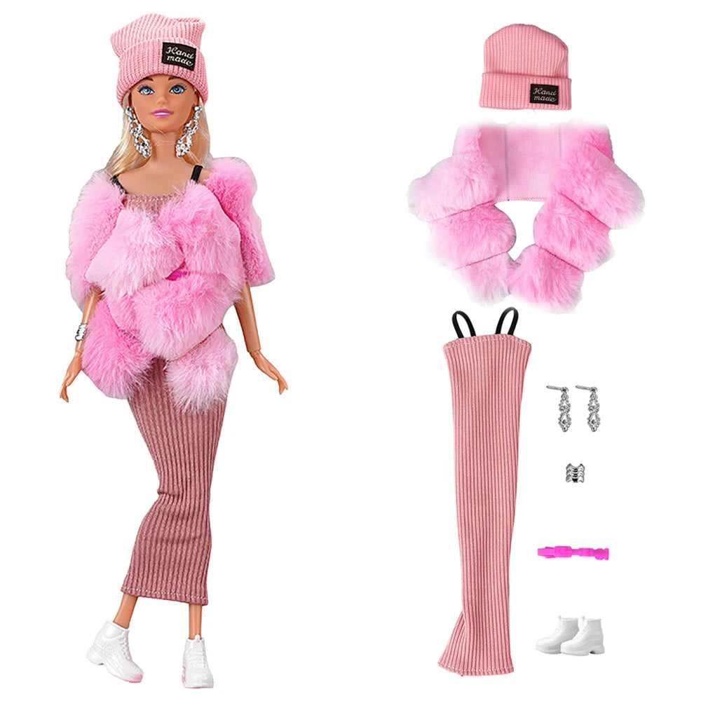 NK 1/6 Doll Princess Hot Sell Fashion Doll Dress Pink Suit For 11.5 Inch Doll Clothes Hat For 29CM Dolls Accessories Gift Toy JJ