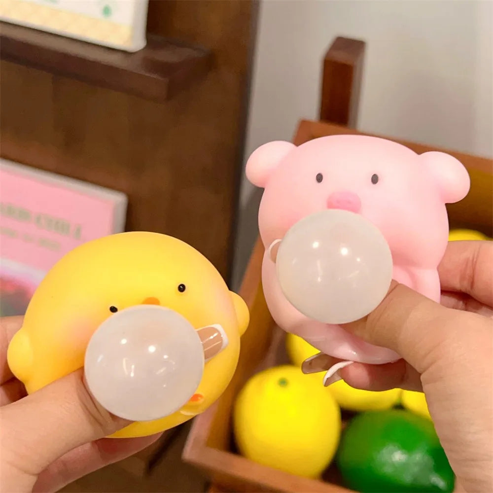 Funny Bubble Blow Squishy Toy Pop Out Squeeze Toys Cartoon Animal Panda Capybara Squishies Stress Relief Fidget Toy Party Gift