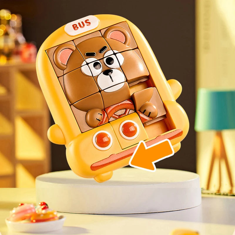 Children Cartoon Animal Slide Puzzles Toys Logical Thinking Training Challenges Intellectual 3D Puzzles Sensory Game Travel Toys