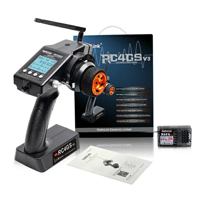 RadioLink RC4GS V3 2.4G 4CH 5CH 7CH 400M Distance Remote Controller Transmitter  R6Fg Gyro Inside Receiver for RC Car Boat
