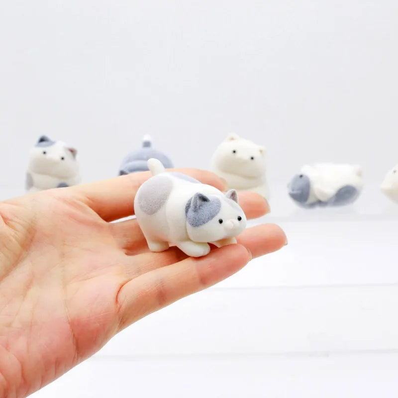 Flocked Fat Kitten Flocking Cats Blind Box Toys Kawaii Cute Doll Gifts Toys Collect Ornaments Gifts