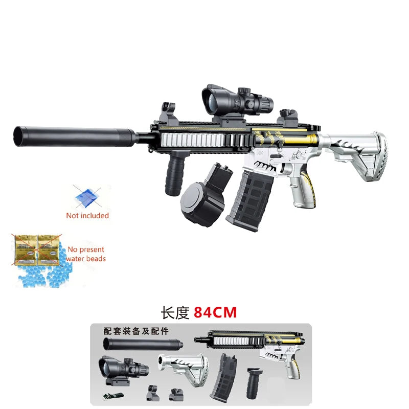 M416 Classic Manual Rear-Pull Mode Toy Gun with Large Magazine That Can Fire Gel Balls, Outdoor Toy for Boys, Holiday Gift, Christmas