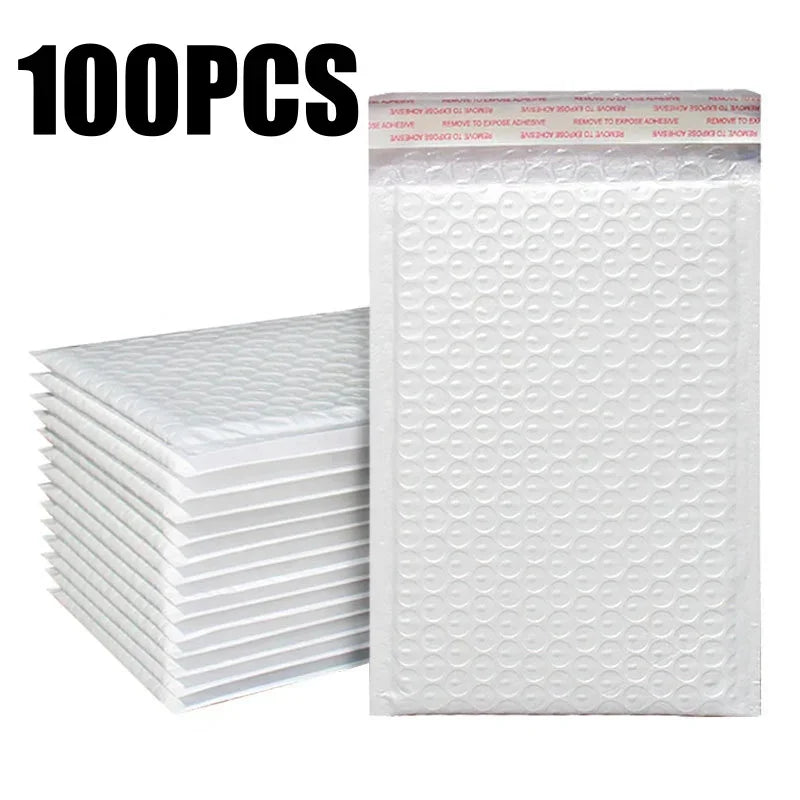 500PCS Poly Bubble Mailers Padded Envelopes Self Seal Bubble Lined Waterproof Cushion Shipping Enveloper Mailers White