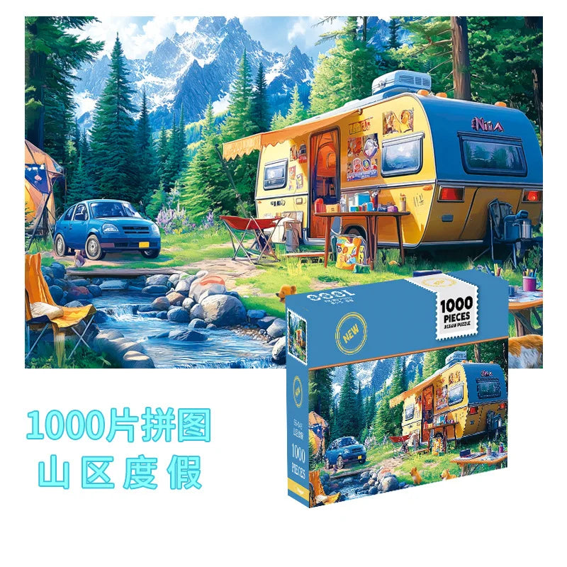 Micro Puzzle Puzzle 1000 Pieces Mini Landscape World Famous Painting Paper Decompression Healing Creative Educational Toy Puzzle