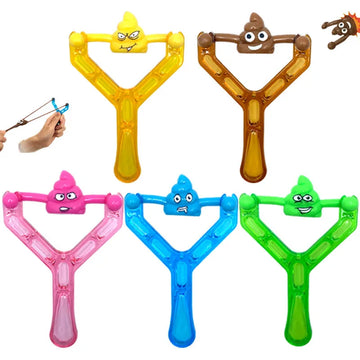 5PCS Funny Shooting Slingshot Prank Fake Poop Poo Game Antistress Children's Day Decompression Toy Kids Birthday Party Gift
