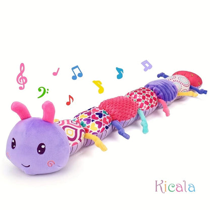 Baby Musical Caterpillar Plush Toy with Crinkles and Rattles Sensory Learning Toy for 0+ Months Infants Newborn Boys and Girls