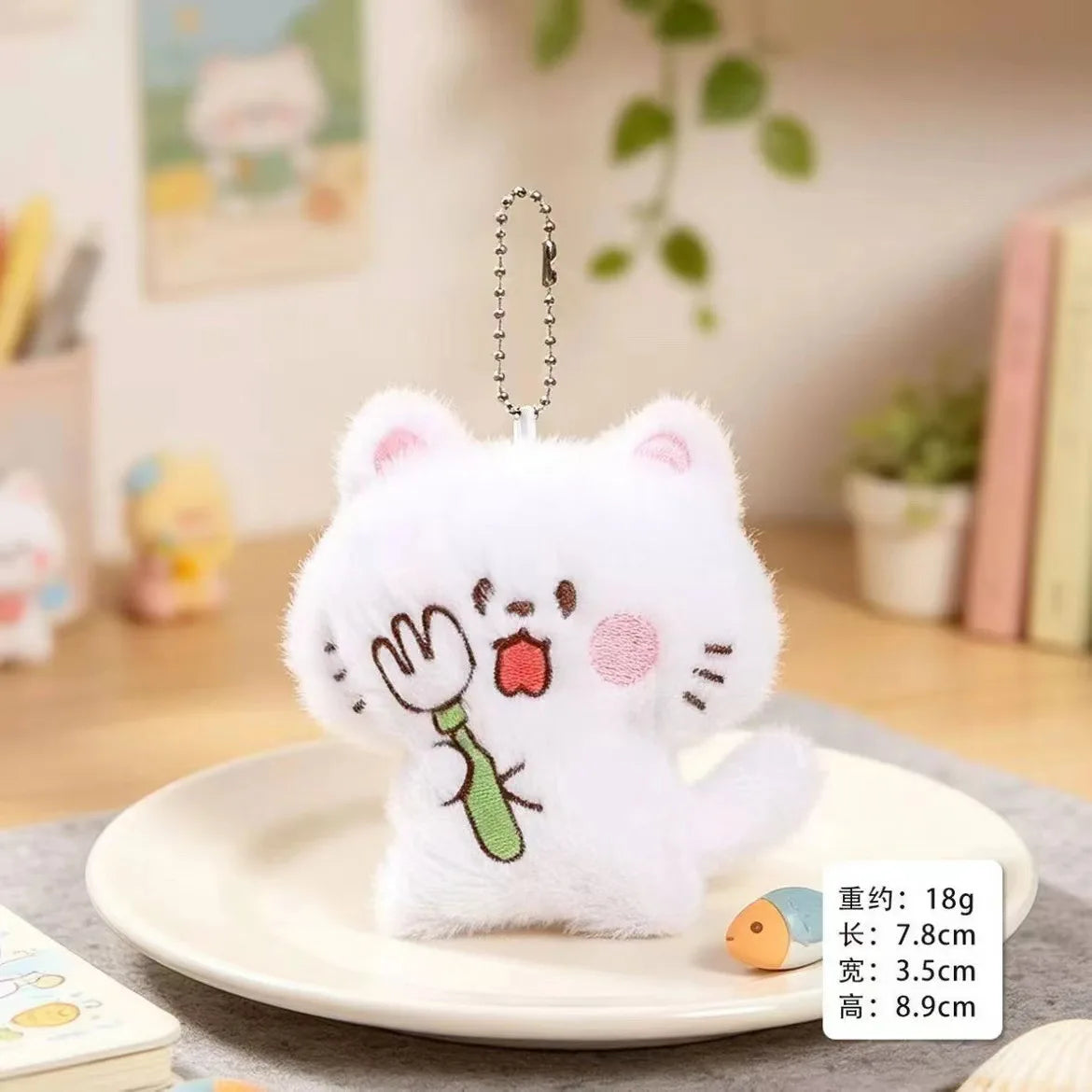 Kawaii Kitten Plush Bag Pendant Mini Cat Plush Doll Cartoon Plush Doll Bag Charms Soft Animal Stuffed Student Gifts