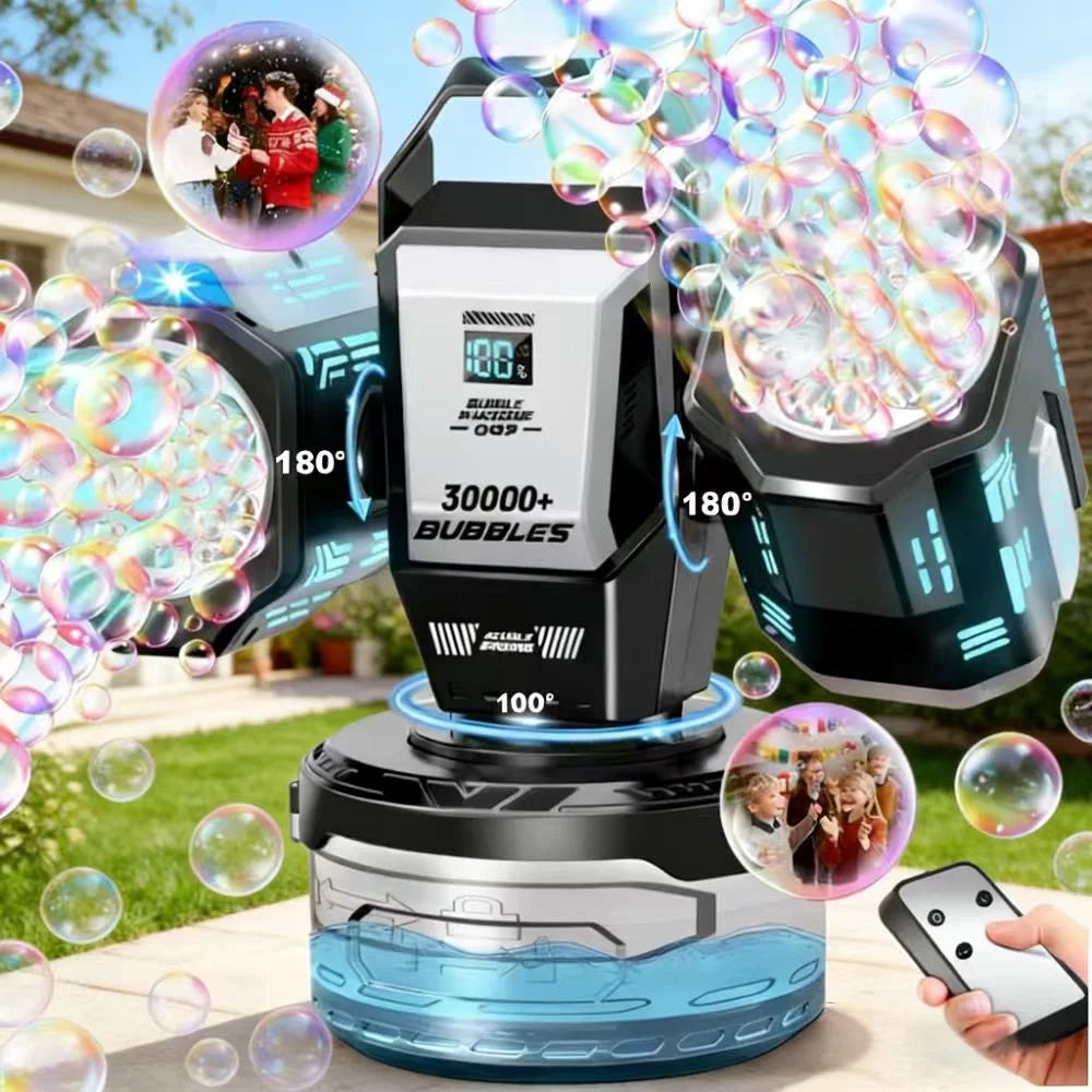 Rechargeable Bubble Machine for Children, 180 °   Rotation, 10,000+ Big Bubbles/Min, Ideal Gift for Boys & Girls 3+.