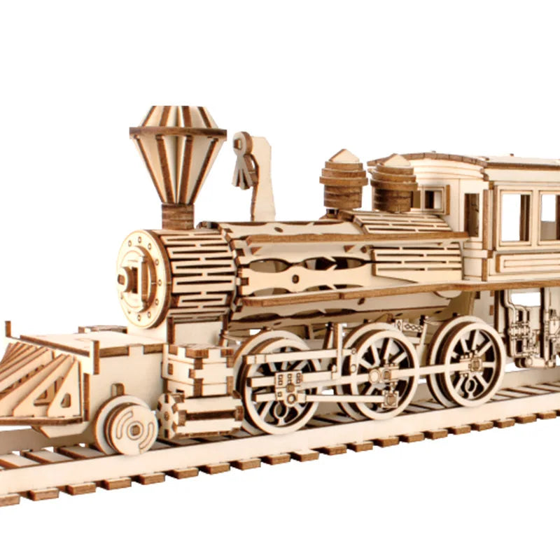 3D Wooden Puzzle Streetcar Sakura Journey Tram Station Retro Car Bus Model DIY Assembly Toys For Children Kids Desk Decoration