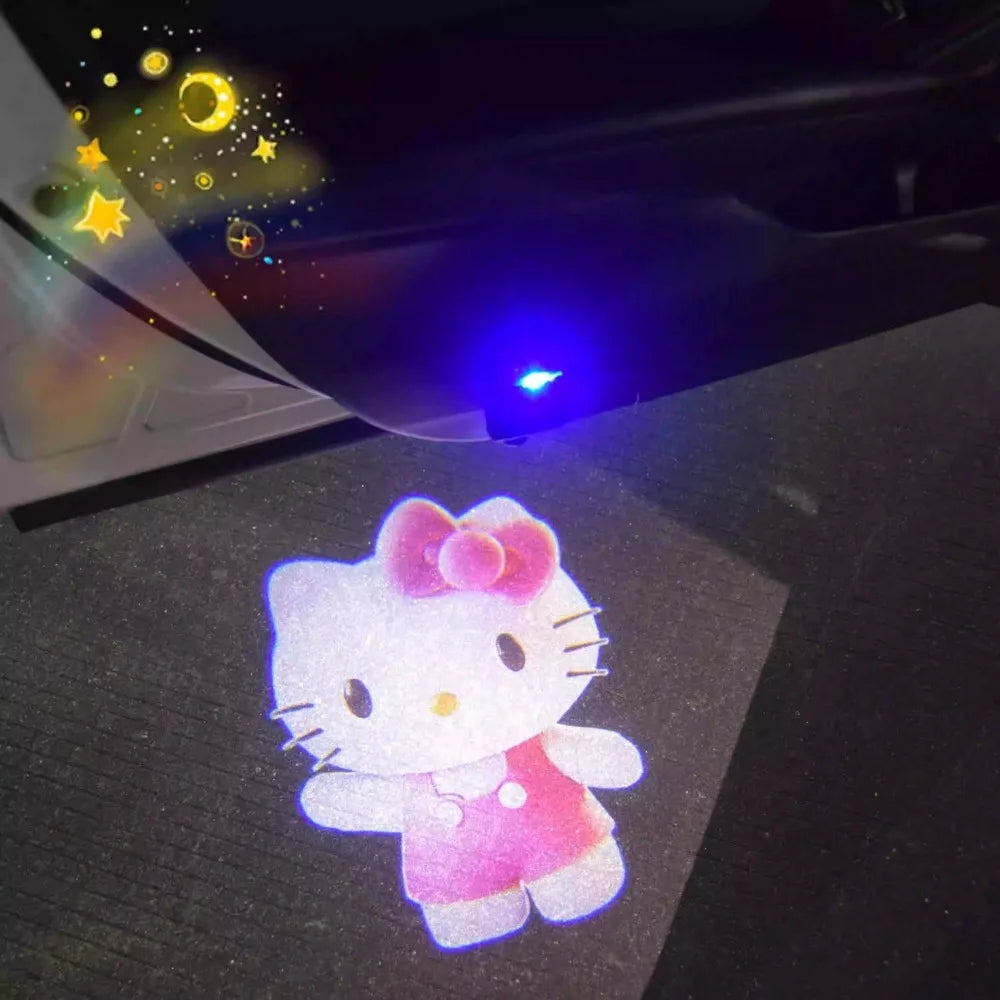 Car Welcome Light Hello Kitty Wireless Door Projector Lamp Auto Induction Ground Projection Car Atmosphere Light Decoration Toys