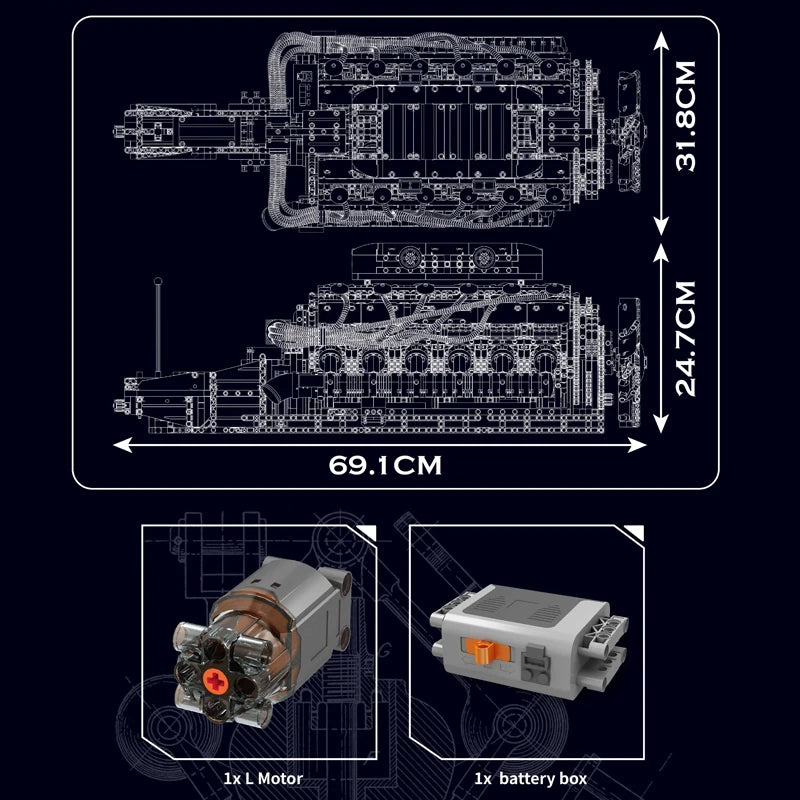 Mould King 10169 The Speed Car V12 Engine Building Block Technical Car Engine Toys Assembly Engine Brick Set Kids Christmas Gift