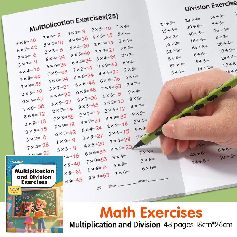 Practice Questions for Multiplication Division Specialized Training Mathematics, Math Workbook, Early Education Toys