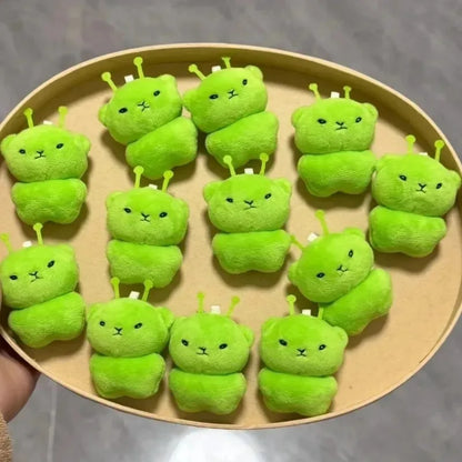 1/12pcs Cartoon Mini Alien Cat Plush Doll Green Space Cat Pendant Portable Keychains Bag Decoration Trendy Toys Surprise Gifts