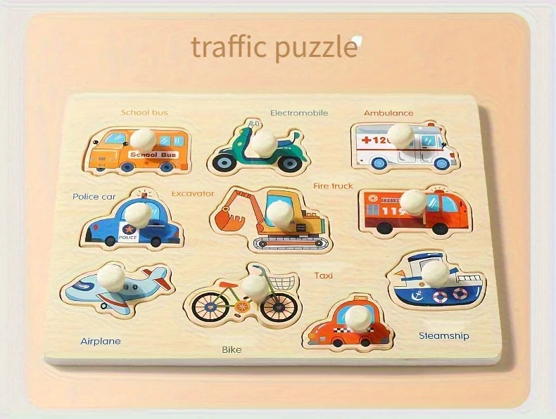 Montessori Early Education Geometry Beginner Puzzle Board, Hand-Held Fixed Board Puzzle Development, Puzzle Block Shape Matching