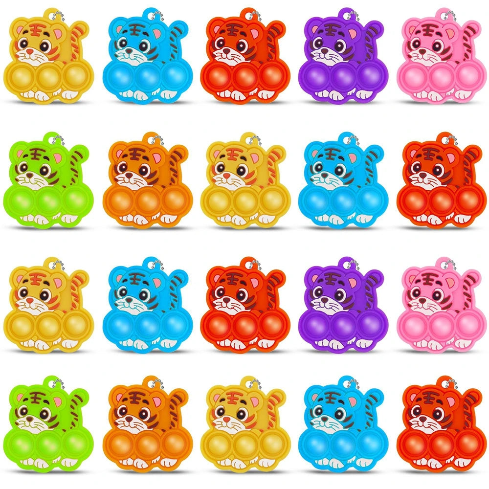 12Pcs Mini Colorful Animal Camel Frog Sheep Pop Fidget Toys Push Bubble Sensory Stress Relief Toy