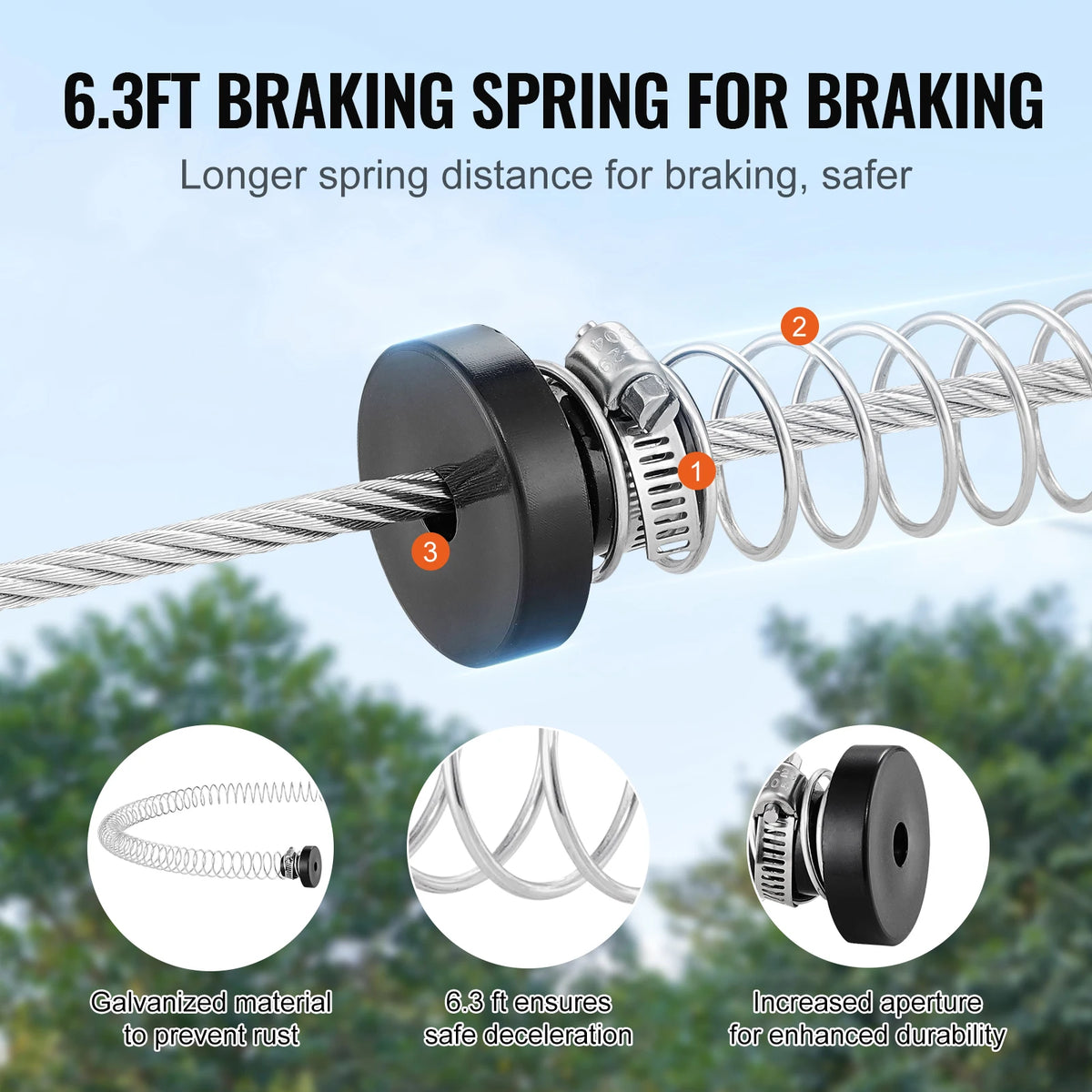 SucceBuy Zipline Kit for Kids Adult 160ft Zip Line Kits Up to 500 lbs with Stainless Steel Zipline Spring Brake Safety Harness