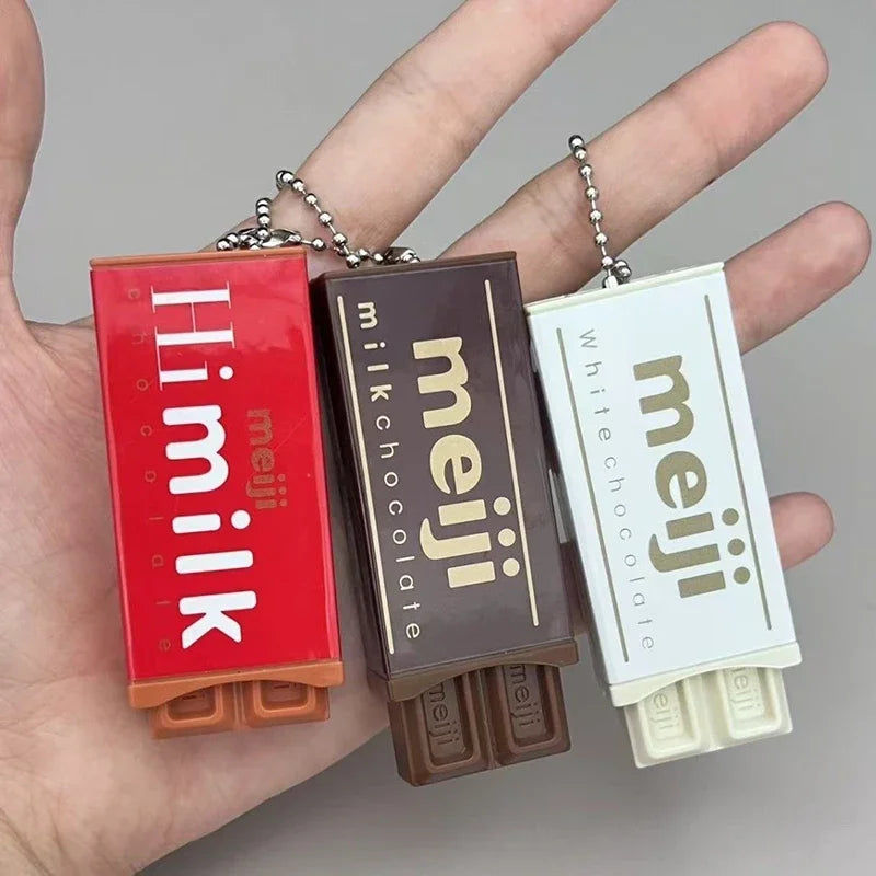 Japanese Simulated Chocolate Fidget Toy Bendable Stress Relief Keychain Creative Gift