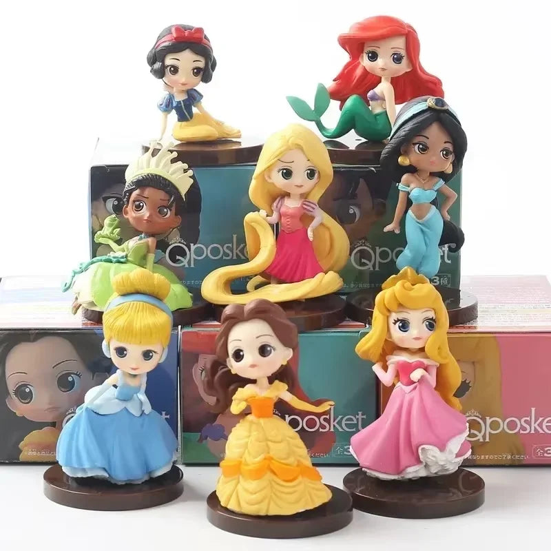 5-8cm kawaii capsule toy set of 8 pieces/group cute Q-version series mini figurine Bell long haired princess mermaid girl gift m