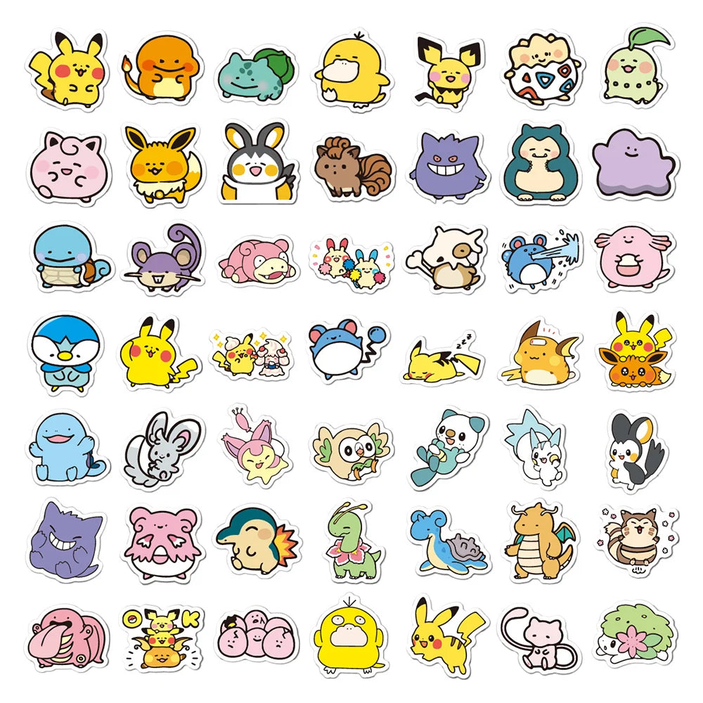 50/100pcs Cute Anime Pokemon Stickers for Kids Toys Waterproof Graffiti Laptop Motorcycle Stationery Kawaii Decoration Sticker