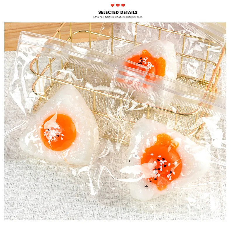 Egg Yolk Squishy Toy - Food-Safe Silicone Stress Ball, Kawaii Rice Ball Popping Fidget Sensory Toy for Anxiety & Focus