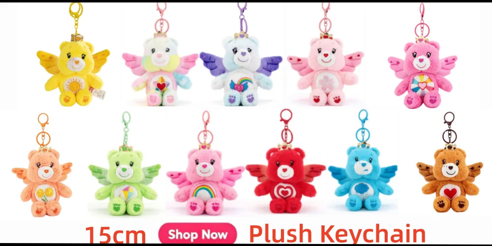 Care Bears Sitting Plush Keychain 12cm Cute Bag Pendant Kawaii Stuffed Toy Car Charm Squishy Soft Doll Decor Ideal Holiday Gift