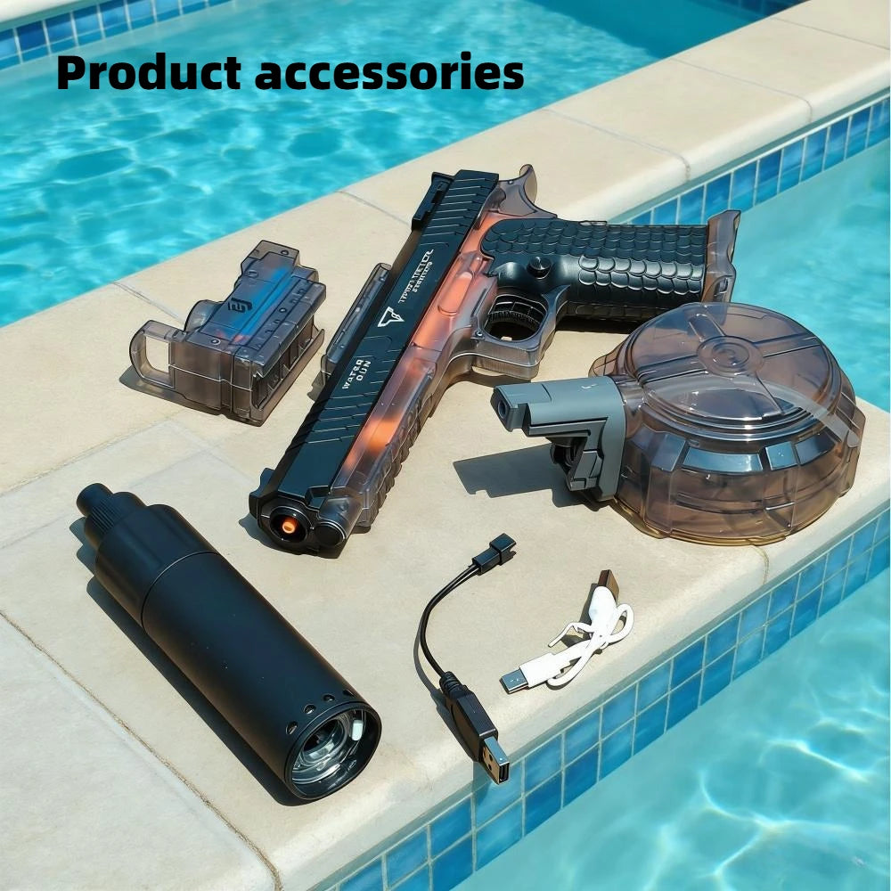 Electric Shooting Water Gun High Pressure Water Blaster for Boys Outdoor Summer Water Fighting Battle Toy Beach Backyard Play