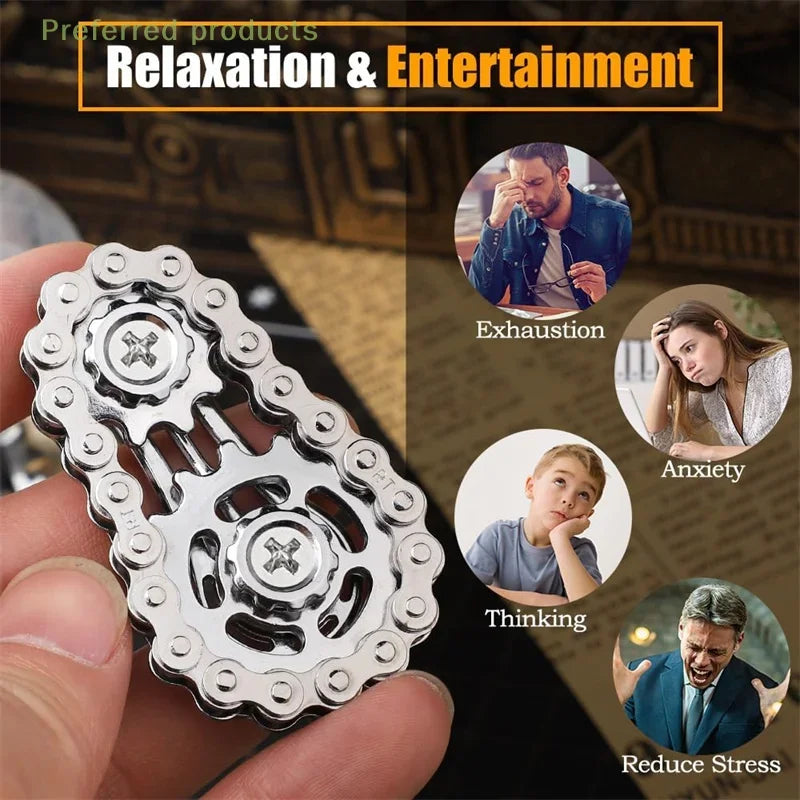 Chain Tooth Mechanical Flywheel Fidget Spinner Antistress Anxiety Metal Bike Chains Spinner EDC Toys for Children Adult Hand Toy