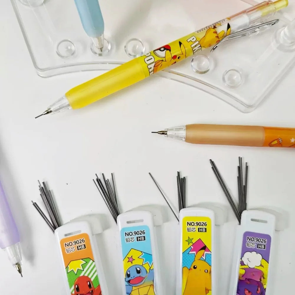 Pokemon Pikachu Mechanical Pencil Set Cartoon Squirtle Psyduck 0.5Mm Drawing Pencils School Office Study Stationery Gifts