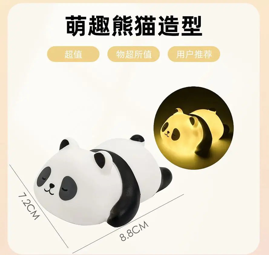 Panda Tap Night Light Soft Ambient Bedroom Lamp Sitting Prone Ornament Eye Friendly Sleep Aid Kawaii Decoration Holiday Gift