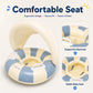 Baby Swim Ring Inflatable Summer Pool Float Seat with Canopy Sunshade Handles Cartoon Swimming Ring for Boys Girls Toddler 40lbs