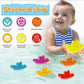 Baby Stacking Bath Toys – Rainbow Cups, Boats & Spoons Set
