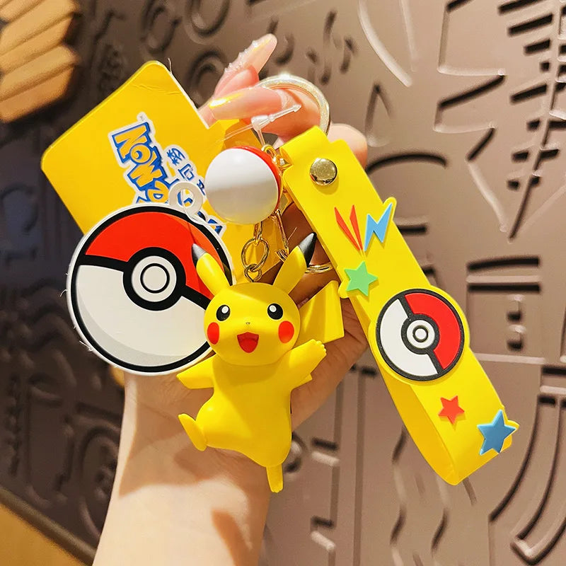 6Style Pokemon Anime Pikachu Gengar Meowth Keychain Car Key School Bags Backpack Decorations Pendant Desktop Decoration Toy Gift