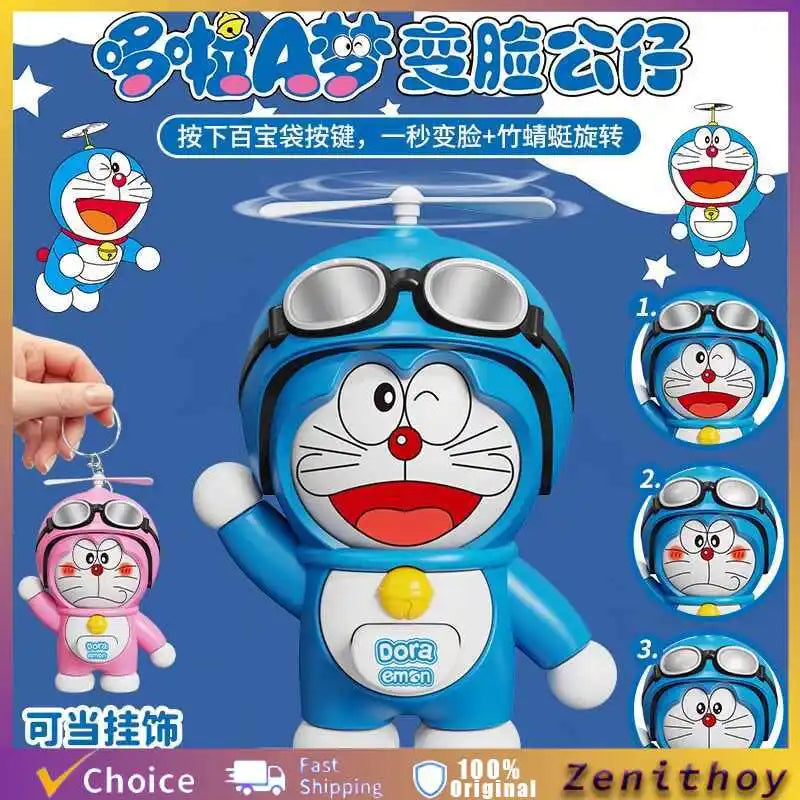 Futuristic Cat Robot Anime Peripheral Face Changing Doll Cute Backpack Pendant Car Ornament Trendy Toy Surprise Collect Gifts