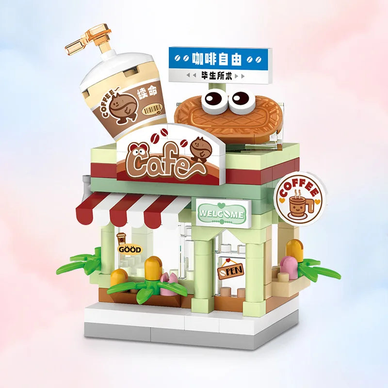 Food Shop Street Series - Mini City Shop House Model Kit, Fun DIY Educational Building Toy Gift for Kids Ages 6-12