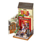 Rolife Wooden 3D Puzzle DIY Miniature House Kit Vienna Bookstore & Aromatic Coffee Cart Model Building Kit with LED Light for Home Decor Gift for Adults Teens