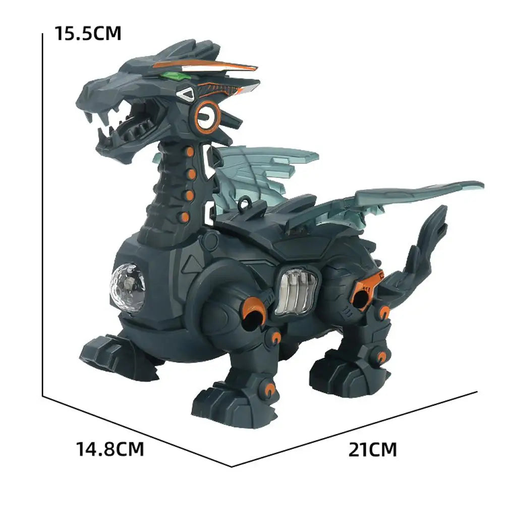 Kids Electric Walking Dragon Toy with Music & Light Interactive Mechanical Dinosaur Toy with Pull Rope Educational Gift for Boys