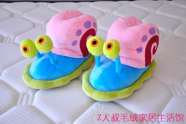 Plush SpongeBob SquarePants Cotton Shoes Snail Bags Heels Cute Home Slippers SpongeBob SquarePants Snail Boots Plush Gift