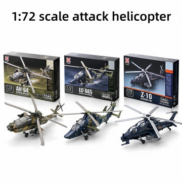 1/72 Creative Military Series AH-64/EC-665/Z-10 Helicopter Building Blocks Model Fiery Thunderbolt DIY Decor Toys For Xmas Gifts