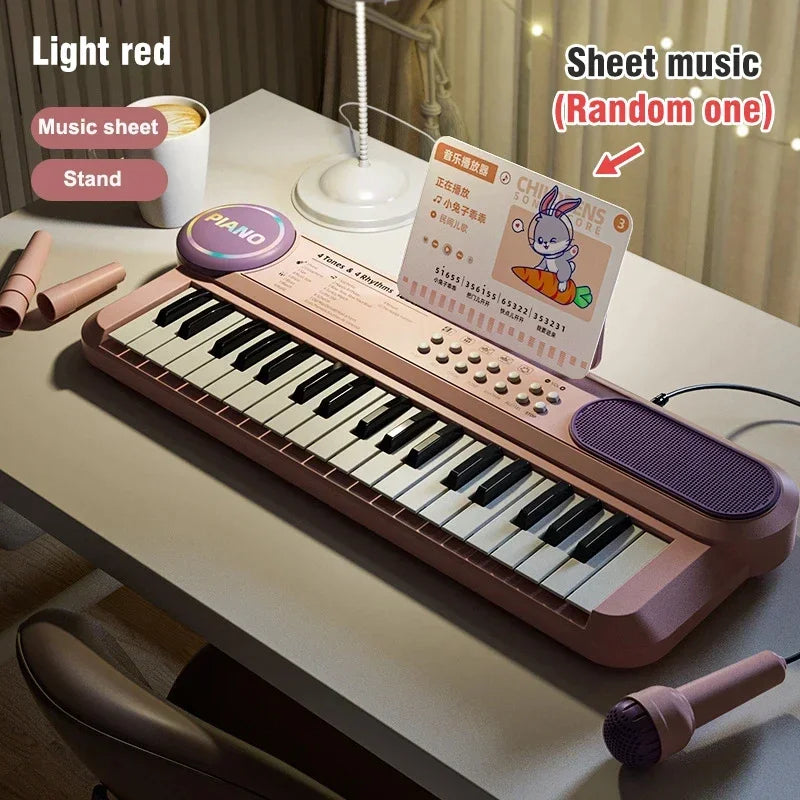 Electric Piano Toy Musical Games 37 Keyboard with Microphone Singing Songs Development Educational Toy Children toddler gifts