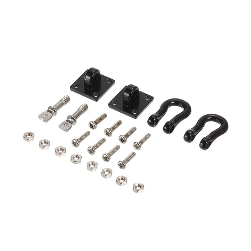 2pcs Metal Climbing Trailer Tow Hook Hooks Buckle, Winch Shackles Accessory For 1/10 Scale RC Crawler Truck D90 SCX10 Red Black