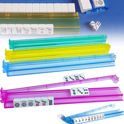 4pcs Mahjong Pusher Rack Clear Multicolor Mahjong Pusher Racks Acrylic Storage Organizer Board Game Accessories Mahjong Supplies