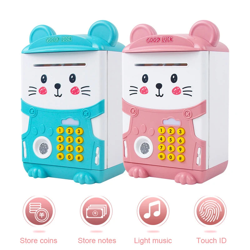 NEW Cartoon ATM Cash Saving Box Money Bank Toy For Kids Electronic Large Money Box Savings Password Digital Fingerprint Unlock