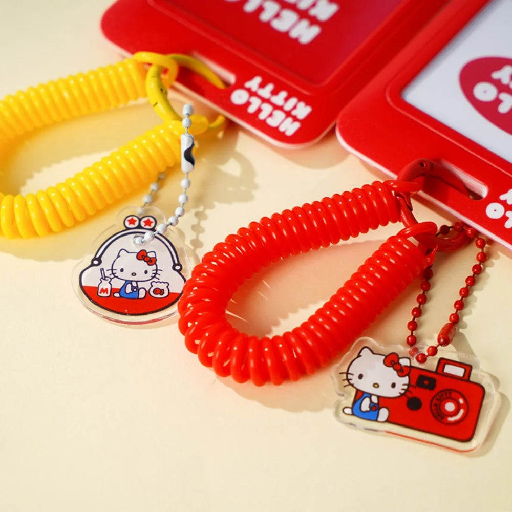 Genuine Sanrio Hello Kitty Slide ID Card Holder Door Badge Holder Lanyards Keychain Work Credential Case Employee Pass Gift