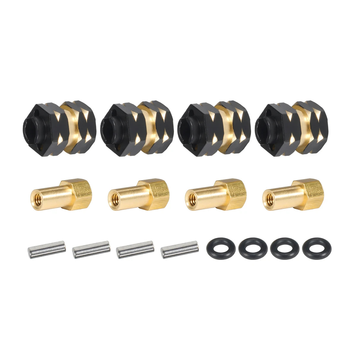 1Set Brass Hub Extenders 7mm Hex 1.0 Wheel Rims Adapter with Nuts for 1/24 RC Crawler SCX24 C10 Gladiator Bronco AX24 Upgrade